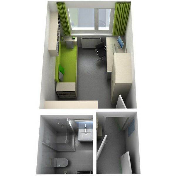 Single room in student dormitory linz 12