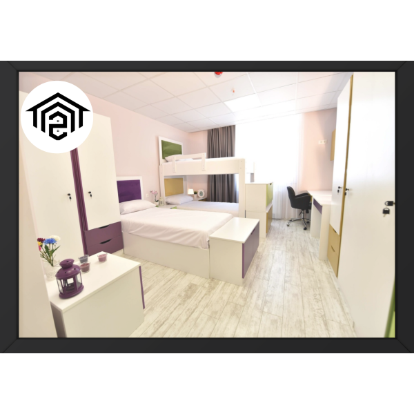 Modern Design and Cozy Student Accommodation for 3-Person Bunk Room Experience in Turkey
