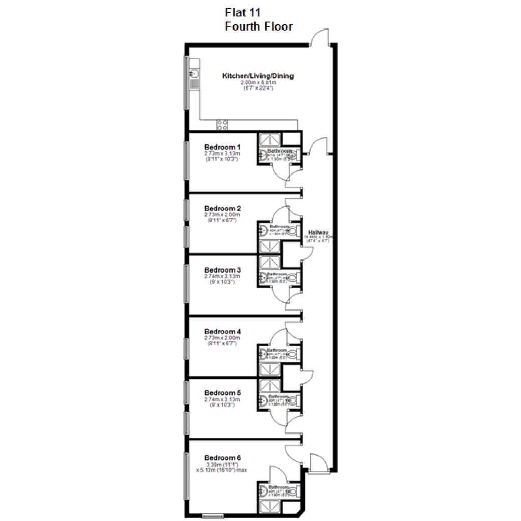 The Student Hideout (6 Bed Shared Flat), Market Square, City Centre, NG1 37