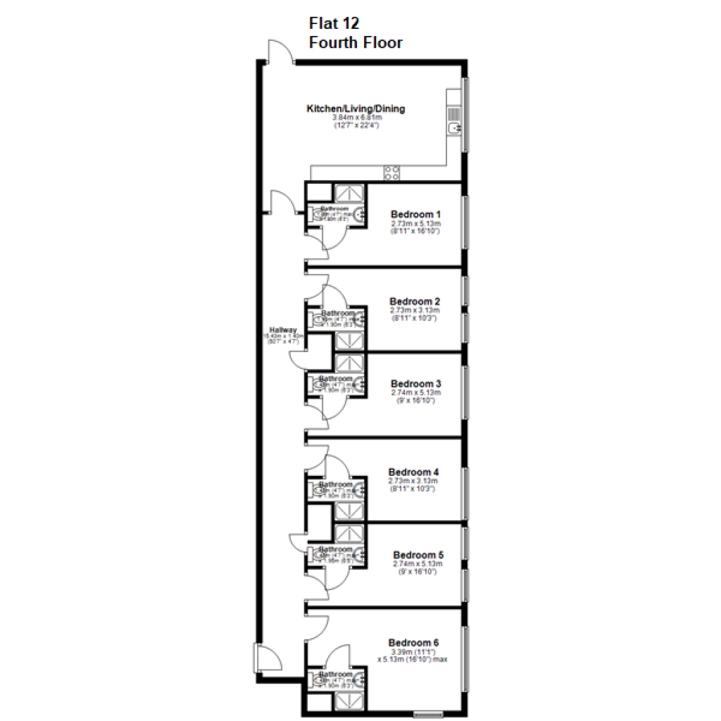The Student Hideout (6 Bed Shared Flat), Market Square, City Centre, NG1 38