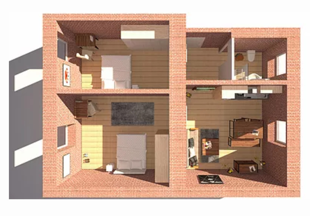 Captivating One bedroom Brickstone style Student apartment 43